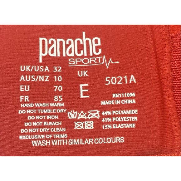 Panache Power Sports Bra Underwire High Impact 32E Style 5021A Red Workout Gym - Picture 7 of 7